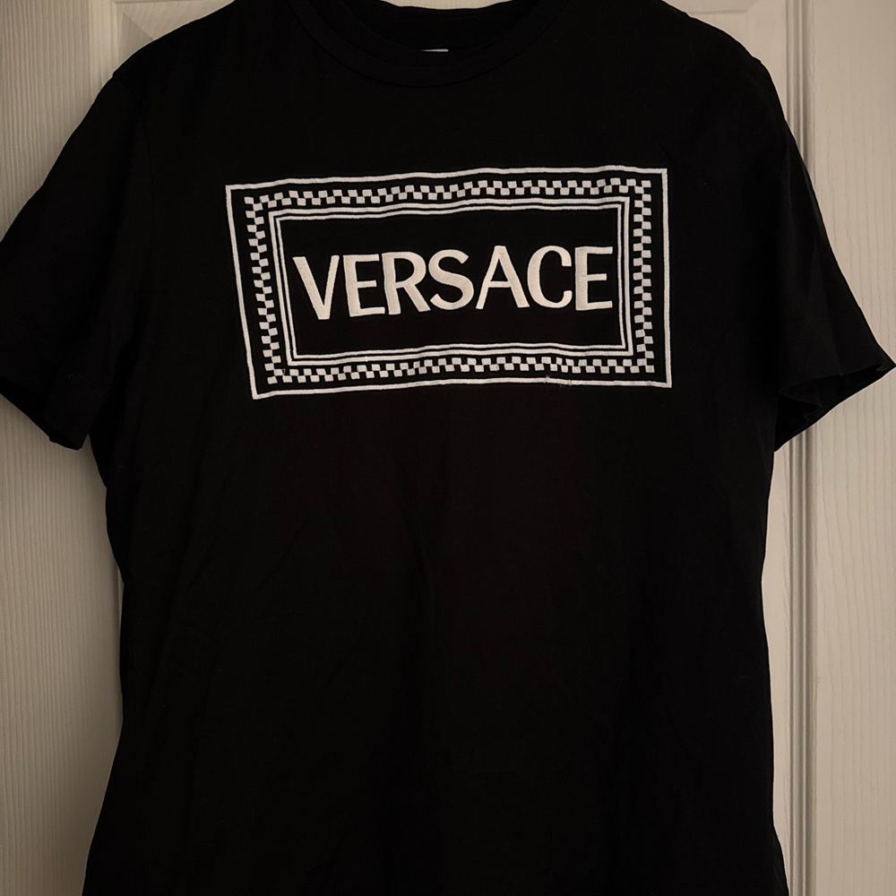 Versace Black Tee with White Logo